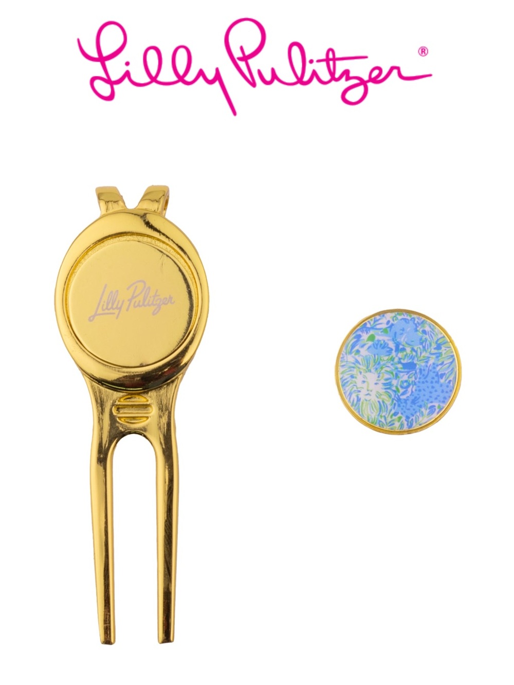 Lilly Pulitzer Golf Divot Tool / Ball Marker Set in Dandy Lions